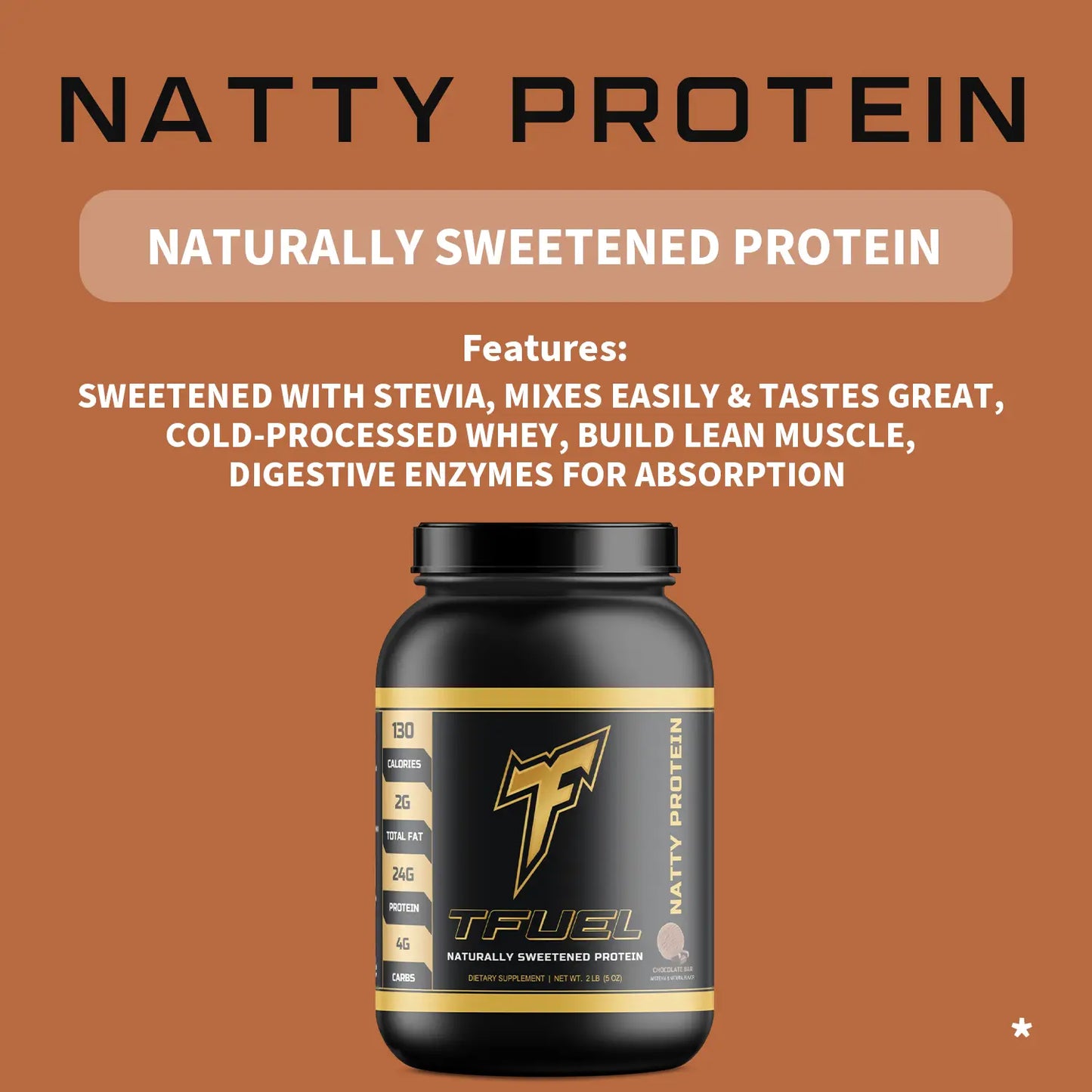 TFUEL - Natty Protein - Naturally Sweetened Protein - Chocolate Bar Flavor - Features