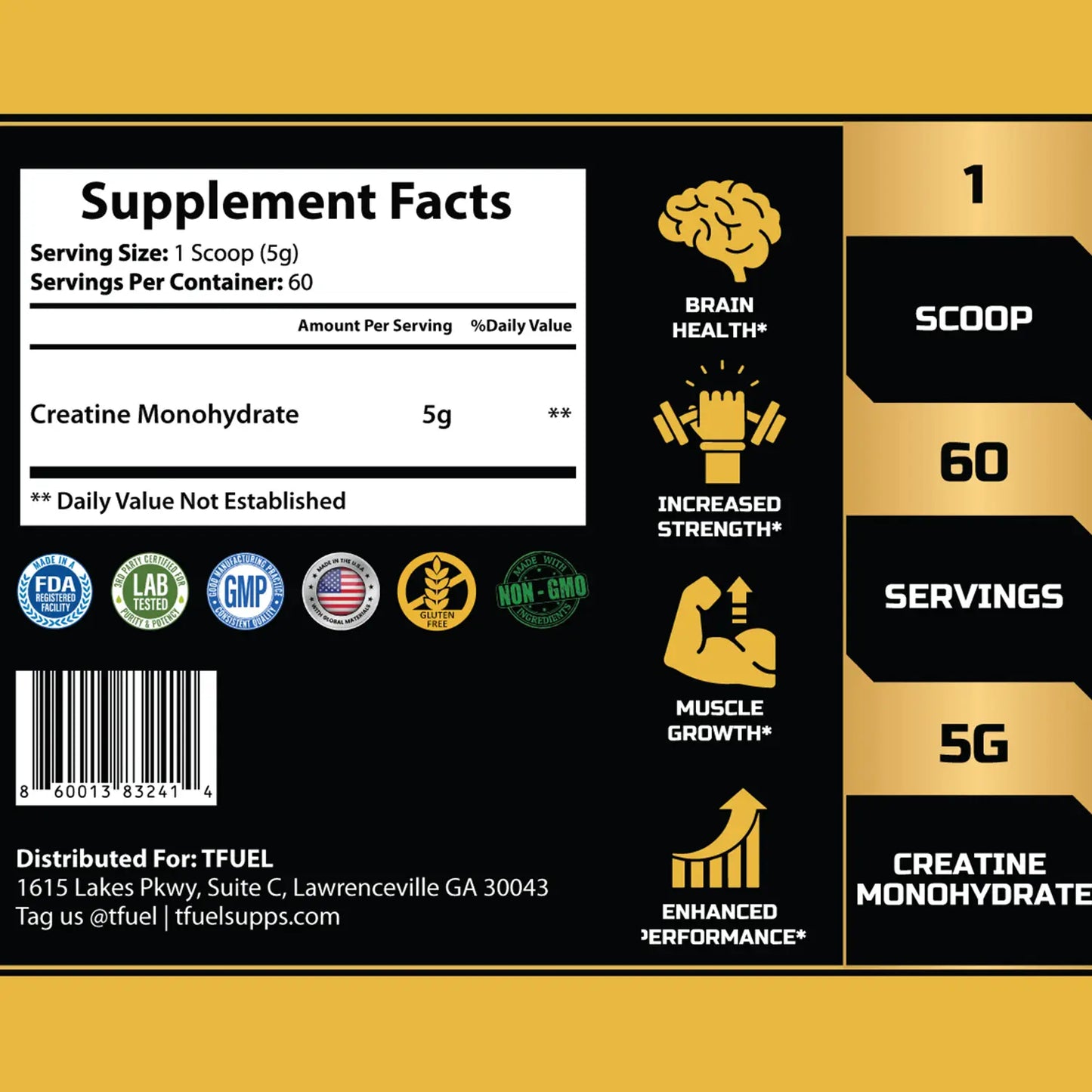 TFUEL - Creajacked - Creatine Supplement Facts