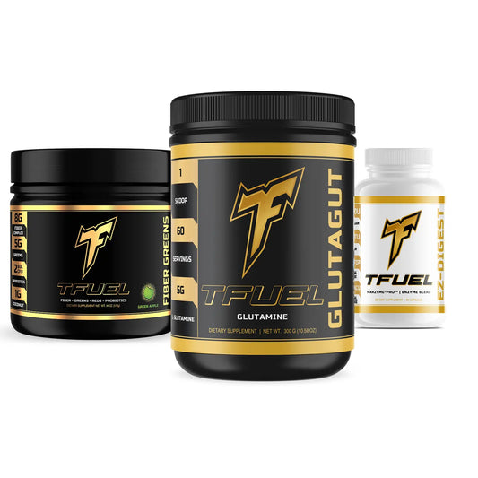 TFUEL - Gut Stack - Glutagut Glutamine - EZ-Digest Makzyme-pro Enzyme Blend - Fiber Greens