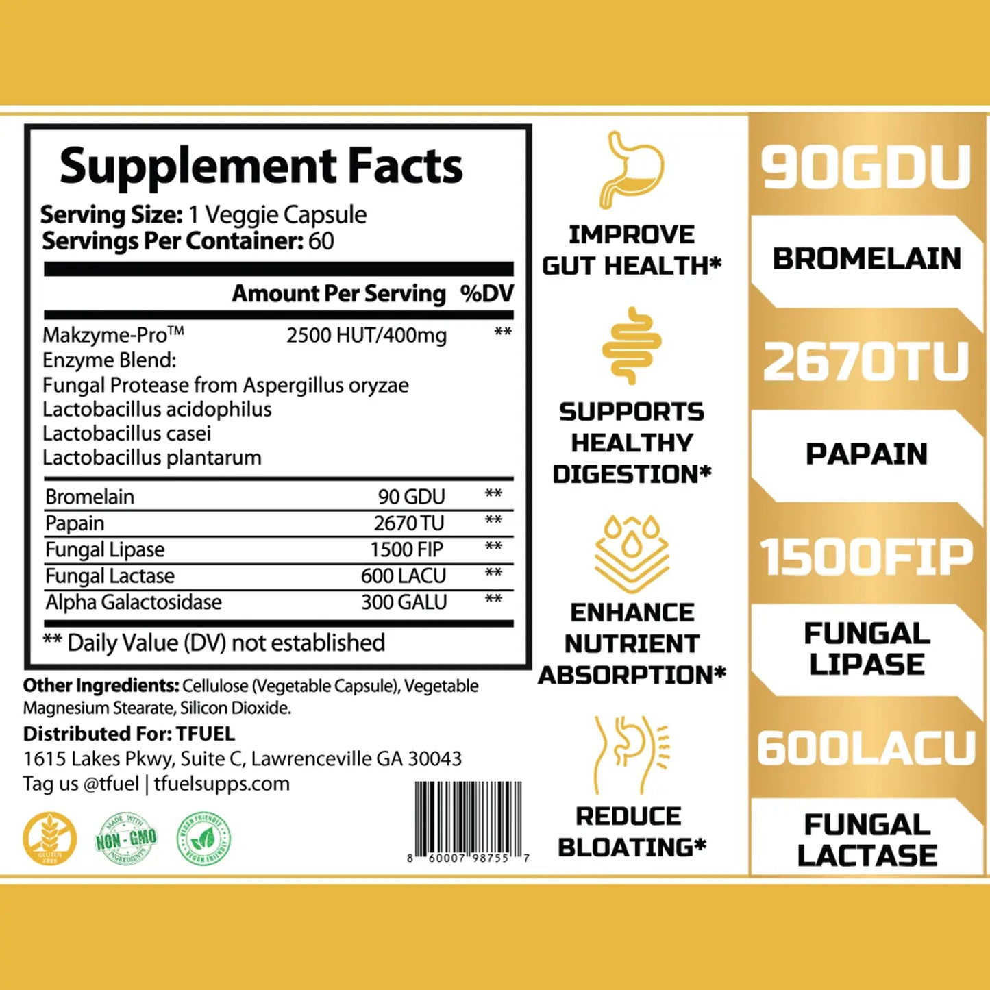 TFUEL - EZ-Digest - Supplement Facts