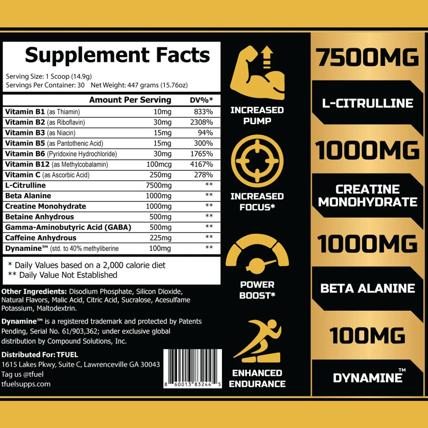 TFUEL - Battle Sauce Pre Workout - Supplement Facts