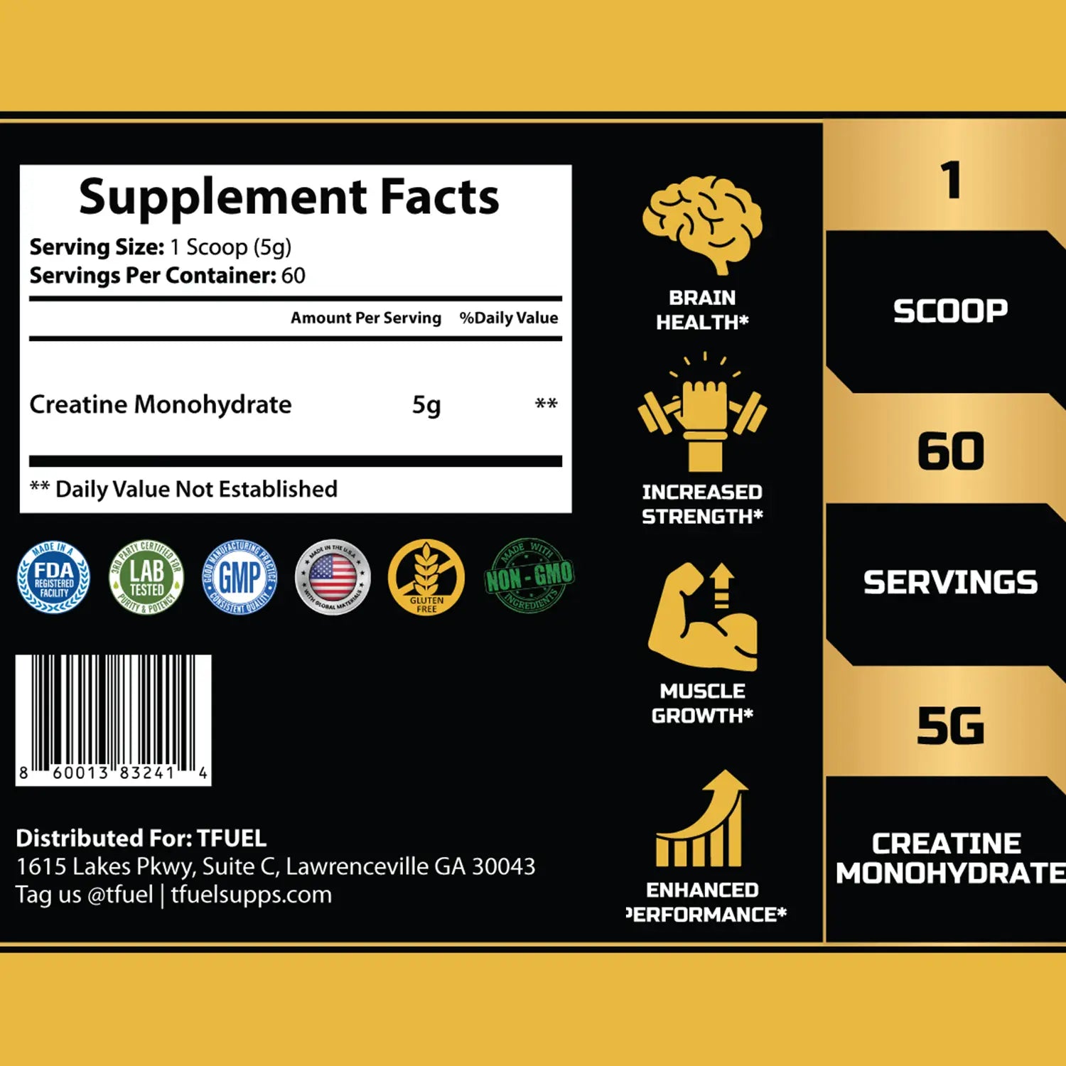 TFUEL - Creajacked - Creatine Supplement Facts