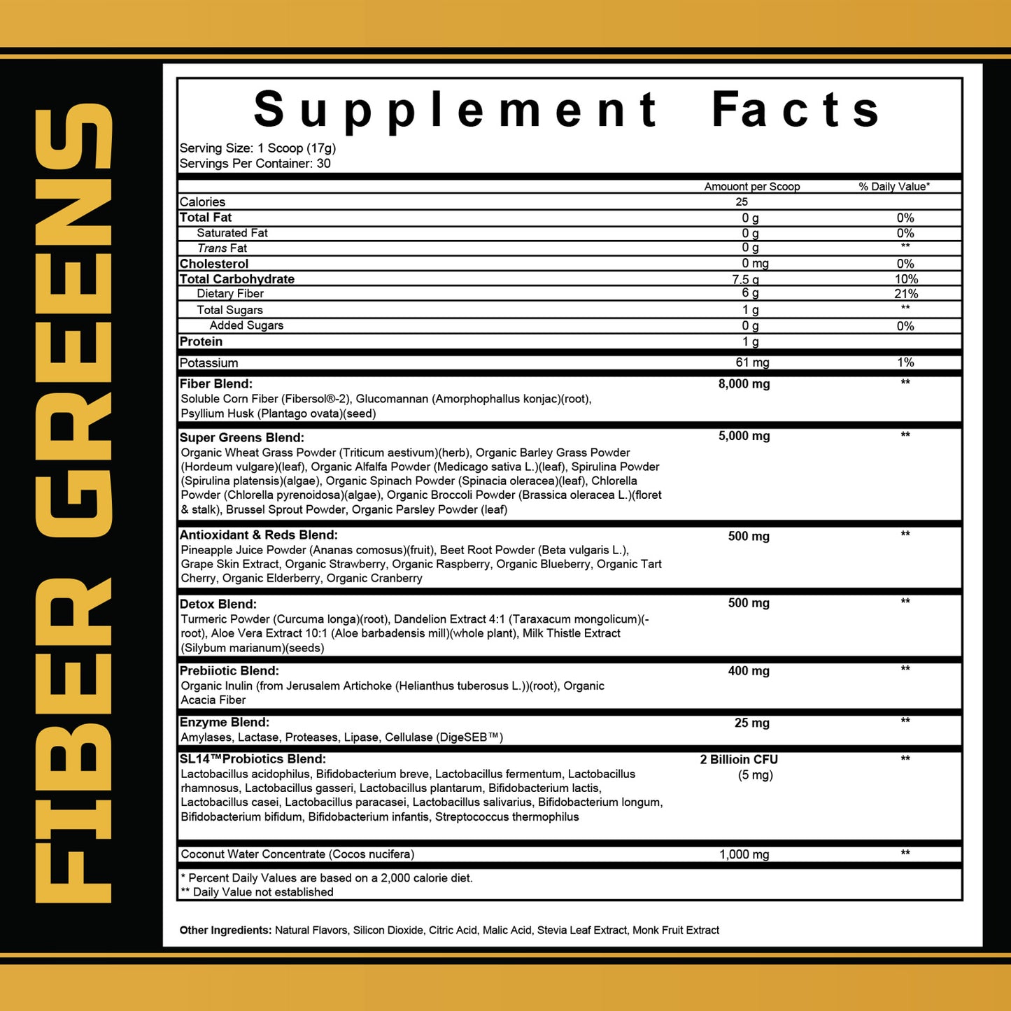 TFUEL - Fiber Greens - Green Apple - Supplement Facts