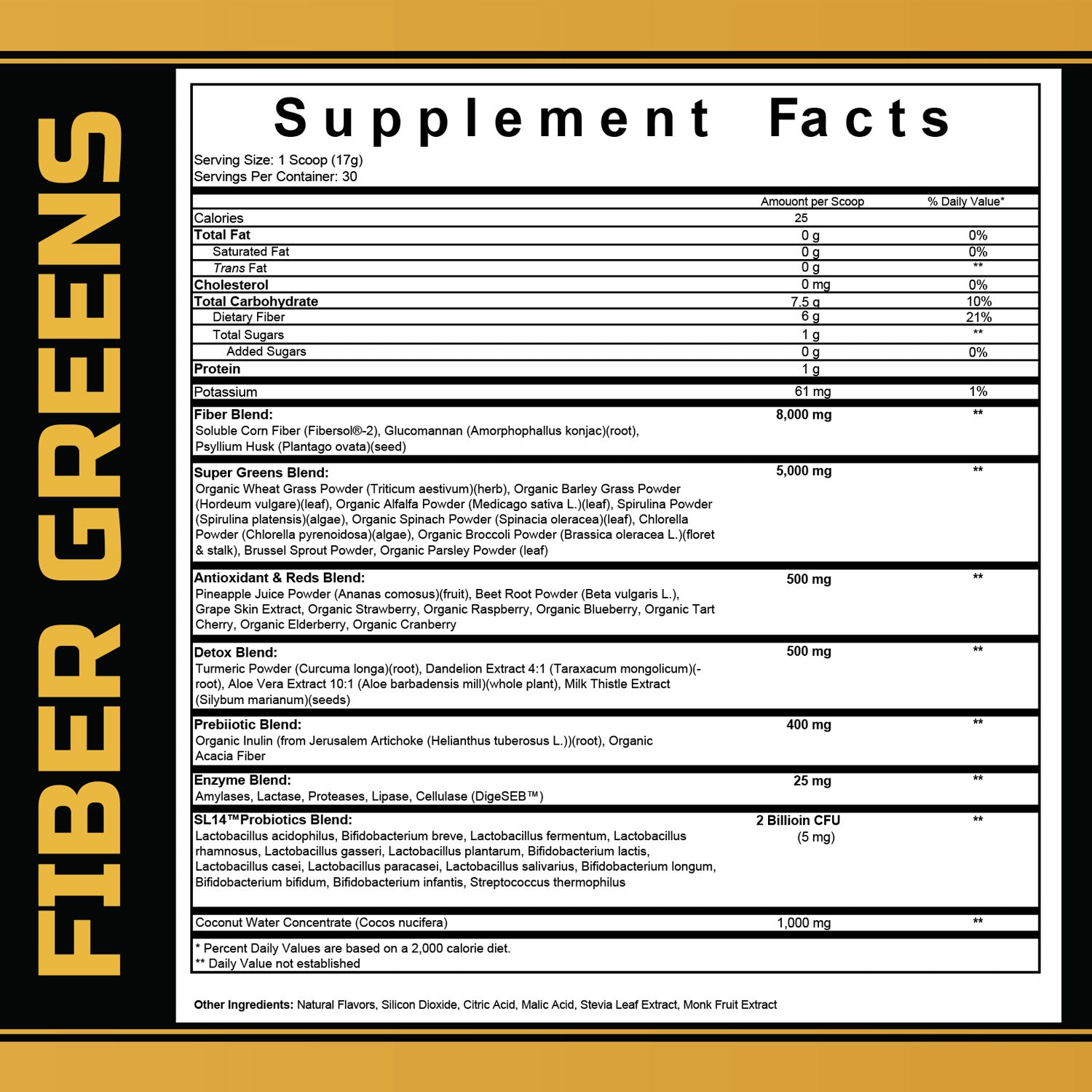 TFUEL - Fiber Greens - Green Apple - Supplement Facts