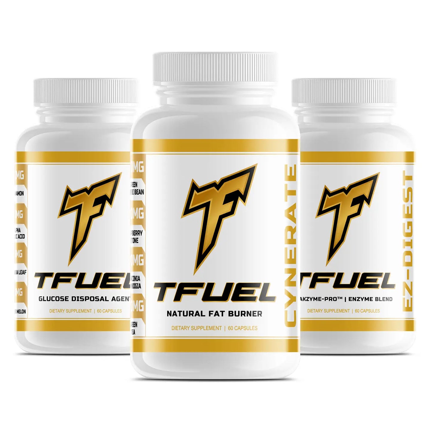 TFUEL Lean & Mean Stack - Cynerate Natural Fat Burner - EZ-Digest Makzyme-PRO Enzyme Blend - Dusted Glucose Disposal Agent